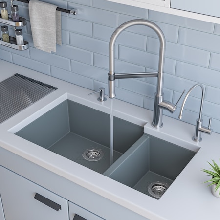 Titanium 34 Dbl Bowl Undermount Granite Composite Kitchen Sink
